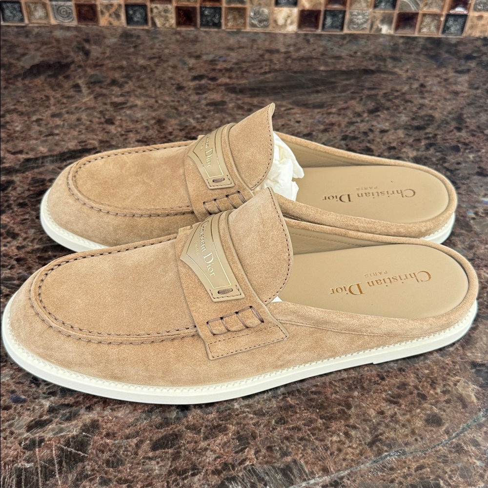 Christian Dior Dior boy slide mocassin loafer flats corde beige suede sz 40 - Picture 4 of 9